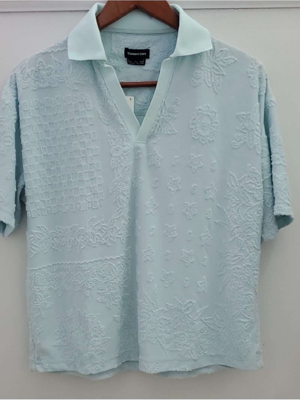 Urban Outfitters - Standard Cloth Terry Polo Shirt Light Blue Size Small NWT